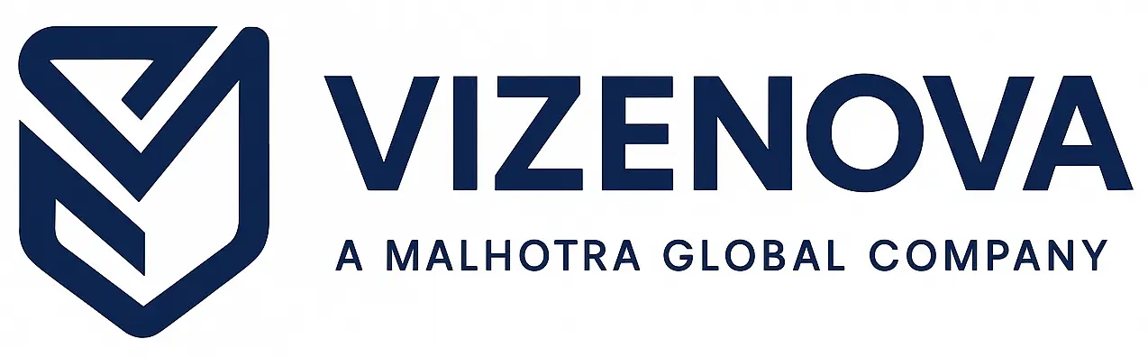 Vizenova SM monogram with tagline – A Malhotra Global Company